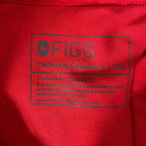 Figs Scrub Top Women's XXL Insiza Slim Mandarin Collar Top Classic Red - Picture 3 of 13